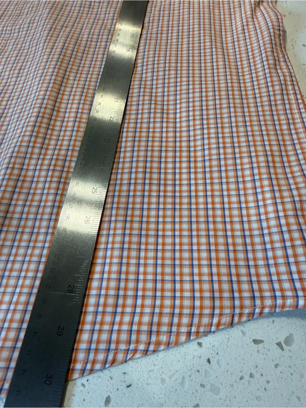 Chaps Orange and White Plaid Short-Sleeve Button-Down Shirt